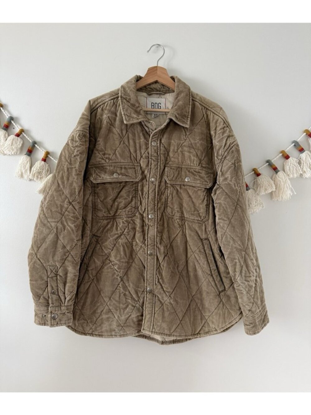 UO BDG Corduroy Quilted Brown Bomber Shirt Jacket Shacket Outdoor Relax Men’s M
